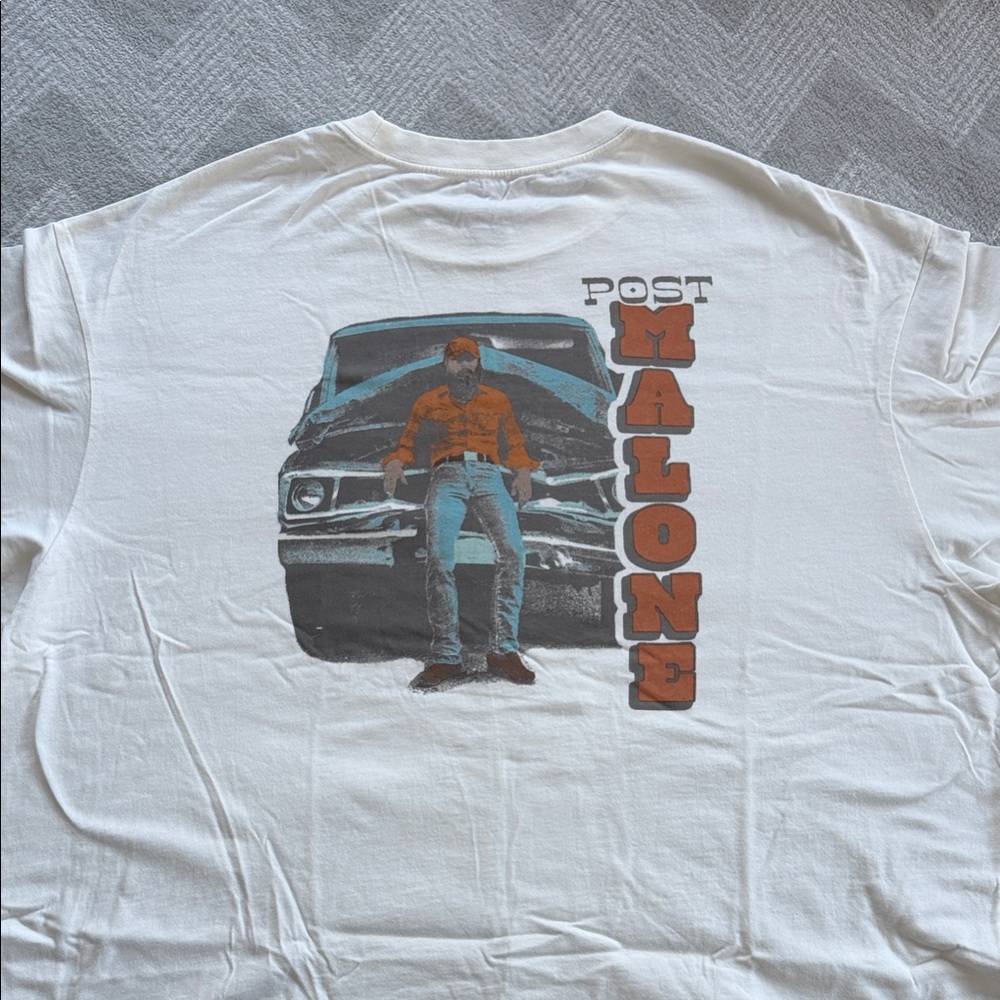 American Eagle Outfitters White Graphic Tee x Post Malone